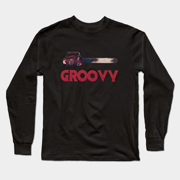 Groovy Chainsaw (RED) Long Sleeve T-Shirt by t-shirts for people who wear t-shirts